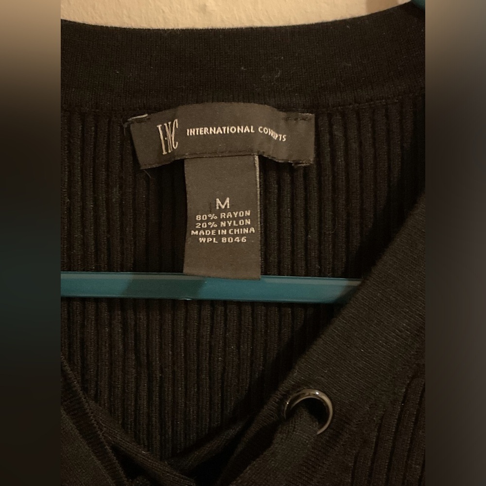 INC Black Ribbed Ribbon Sweater - Picture 3 of 5